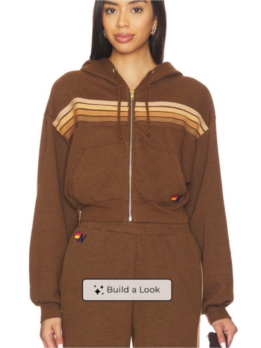 Aviation Nation - 5 stripe Brown Hoodie and sweatpants set